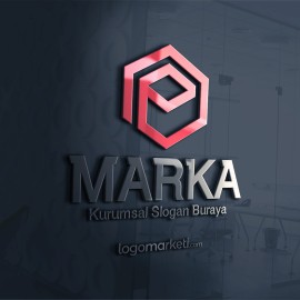 E Harfi Altıgen Logo Tasarımı